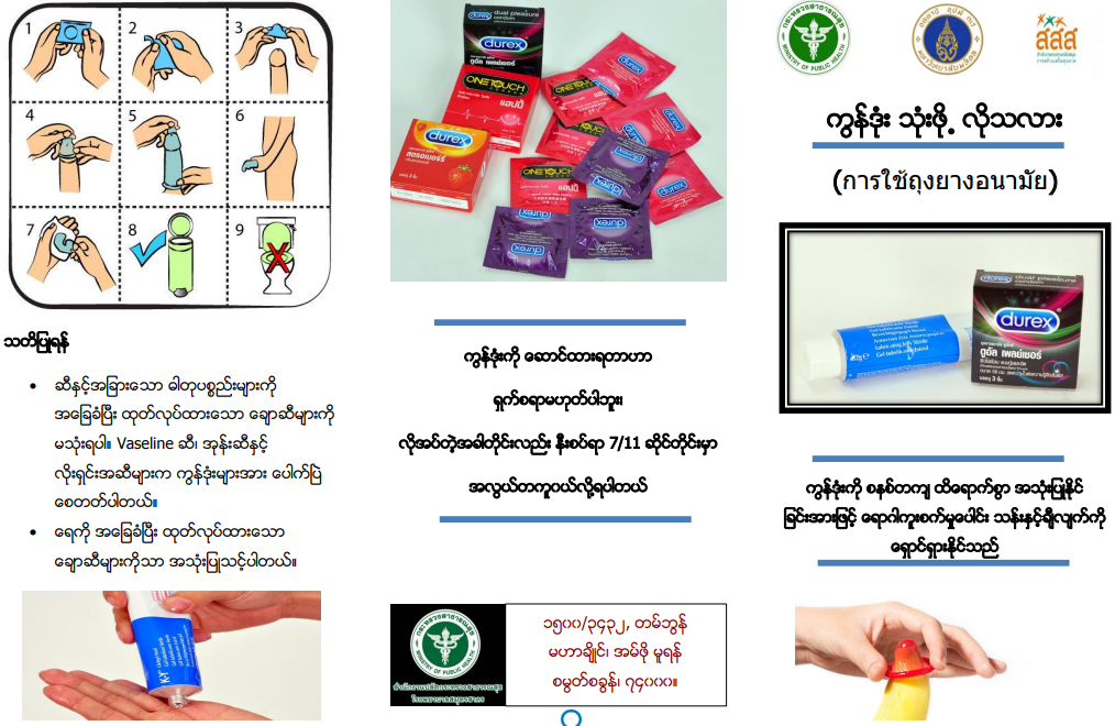 แผ่นพับเรื่องการใช้ถุงยางอนามัย